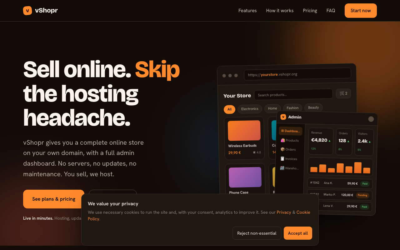 vShopr — Multi-tenant e-commerce